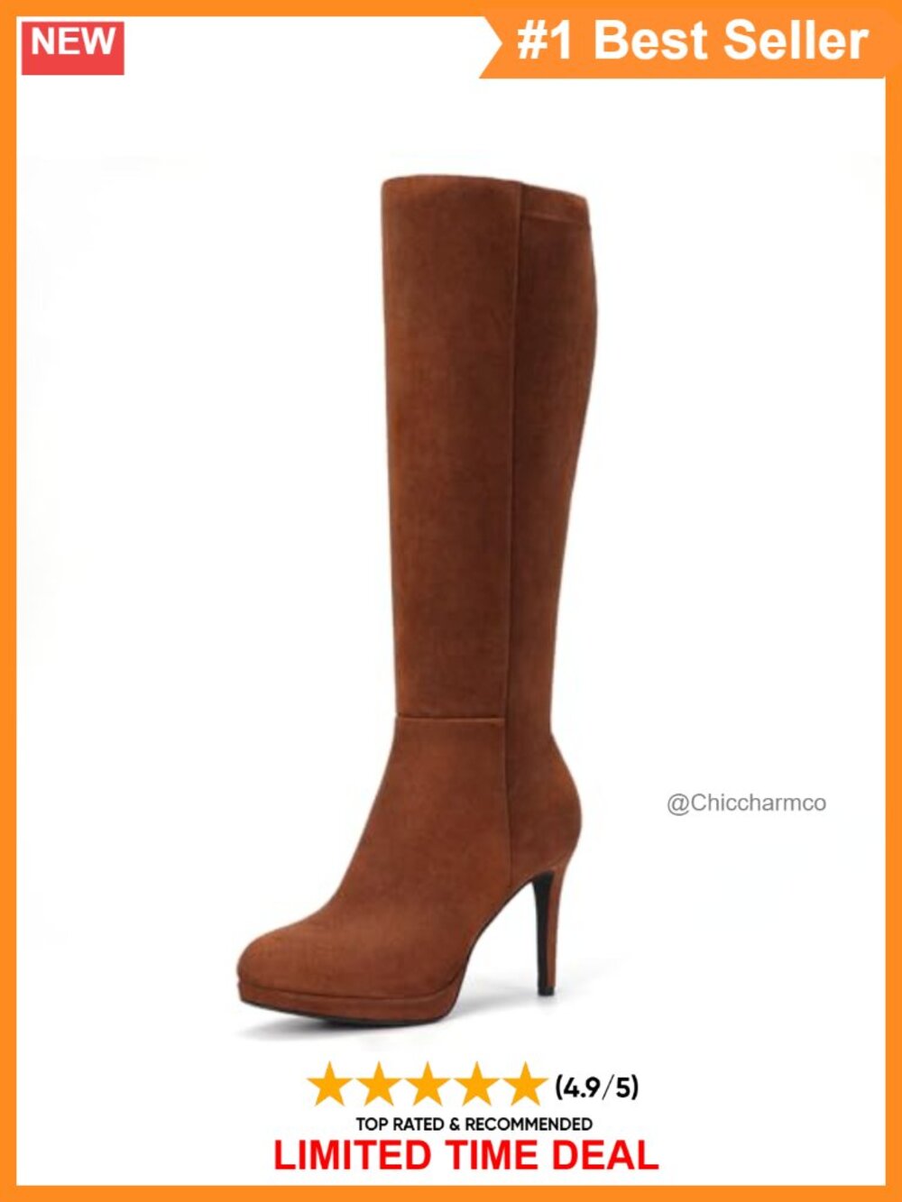 Faux Leather Knee High Stiletto Platform Boots Pointed Toe Side Zip